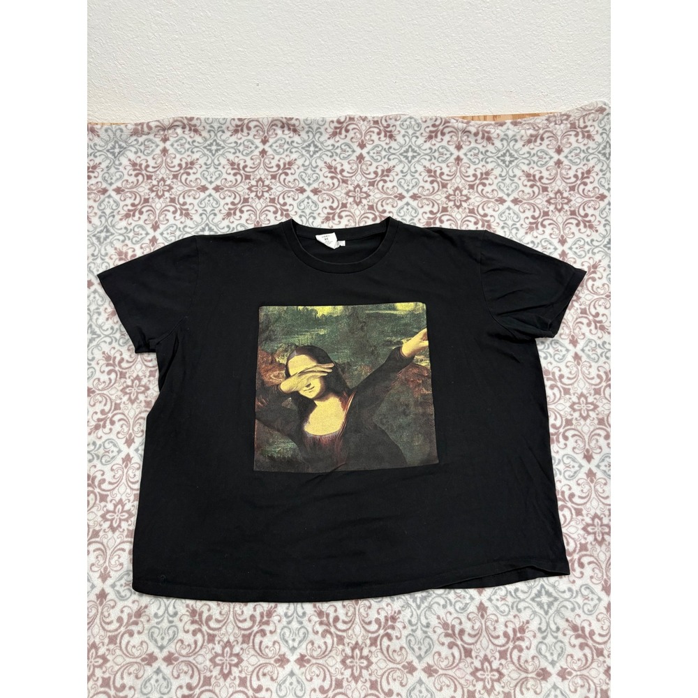 Return To Sender Mona Lisa Dabbing Graphic Tee Black Cotton Mens 2X T-Shirt